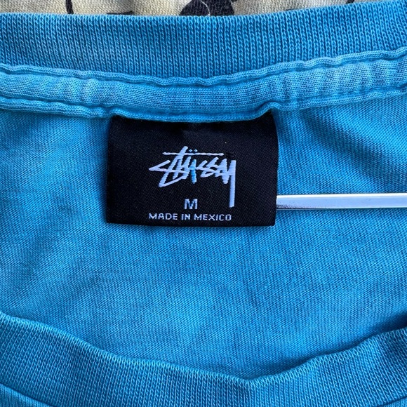 Vintage STUSSY Y2K World Tour Tie-Dye Shirt Double-Sided Graphic Tee Mexico Sz M - Picture 3 of 8